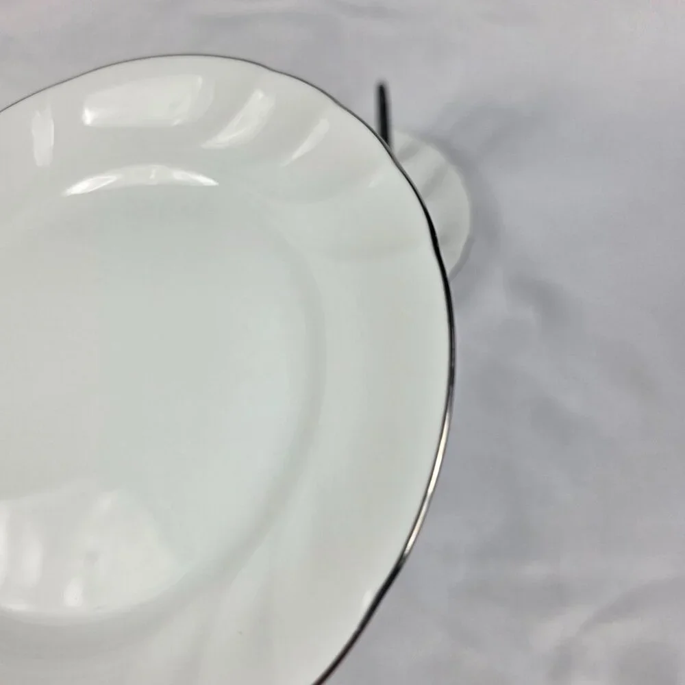 TWO Mikasa Wedding Band Platinum Bread Plates Swirled Platinum Trim